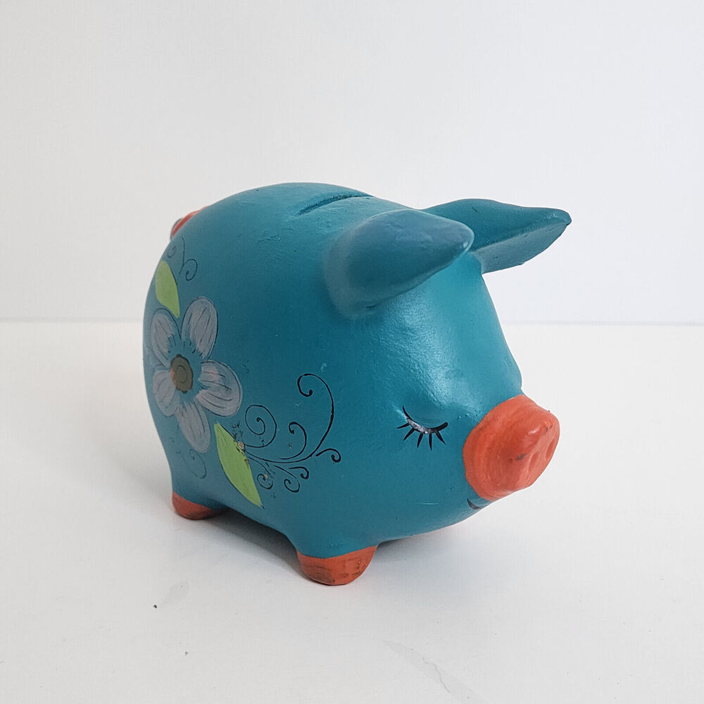 Vintage NAPCOWARE Ceramic Coin Piggy Bank w Flowers M-7139 - Picture 3 of 8
